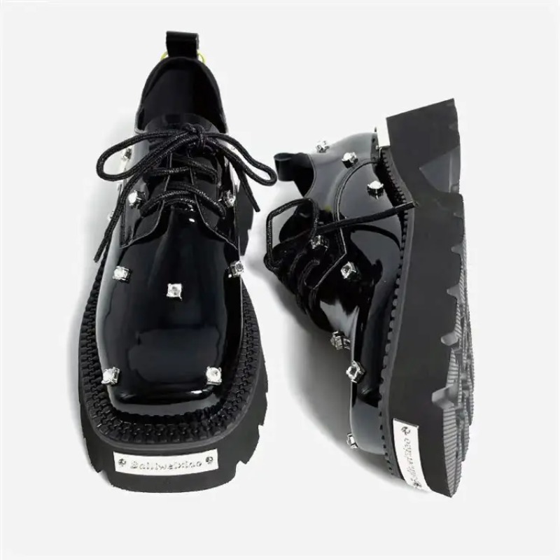 Chunky Sneaker Platform - Женские лоферы на платформе с кристаллами,