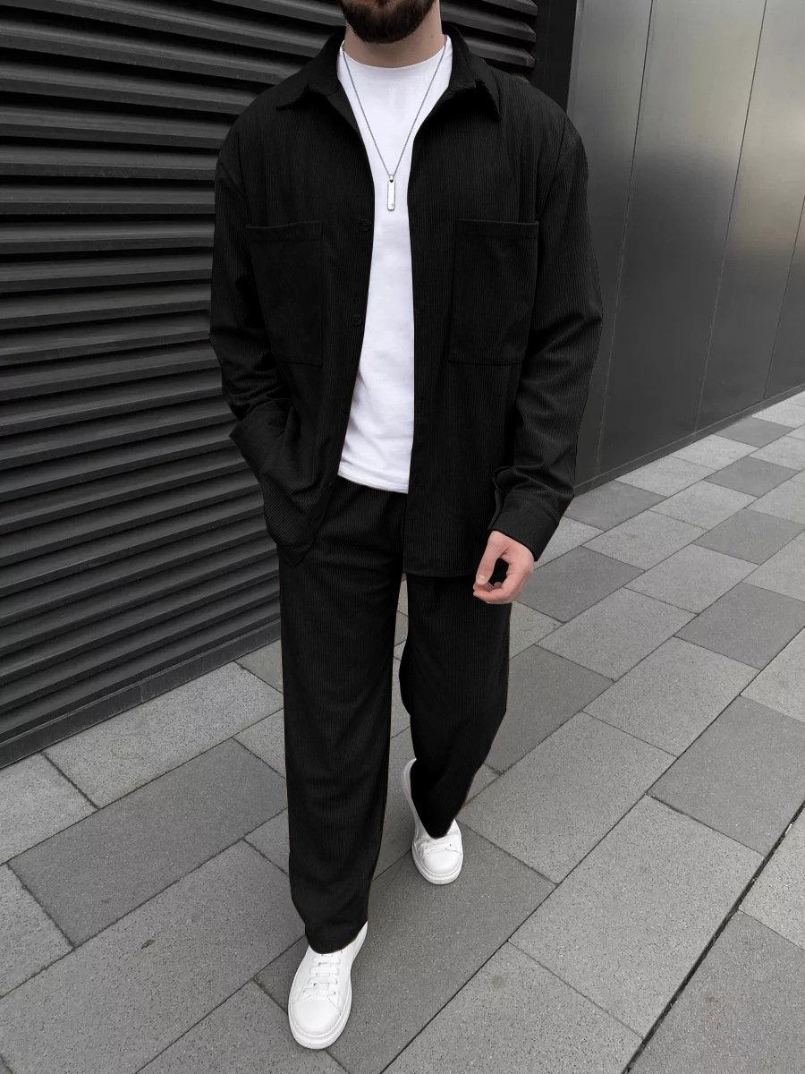 Street Fashion Men - Мужской вельветовый костюм из двух предметов:
