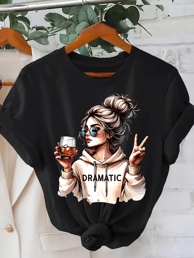 Street Fashion Trends 2025 - Модная женская футболка с принтом, круглым